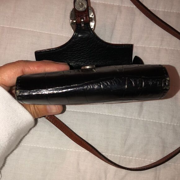Brighton Convertible Pebbled Black Brown Silver Mini Wallet Crossbody Purse - Picture 16 of 16